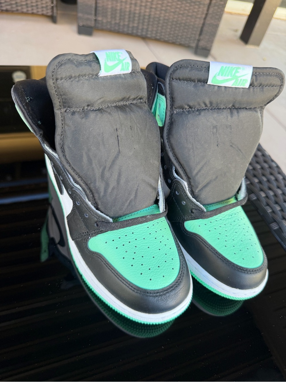 Jordan Kids Black and Mint Green High-Top Sneakers